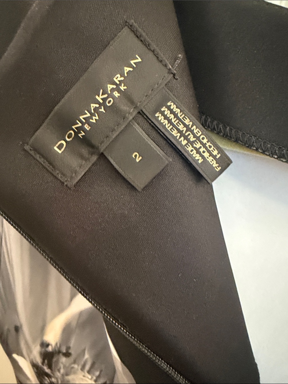 Donna Karan Black Midi Dress with Gray and White Floral Design - Picture 9 of 12